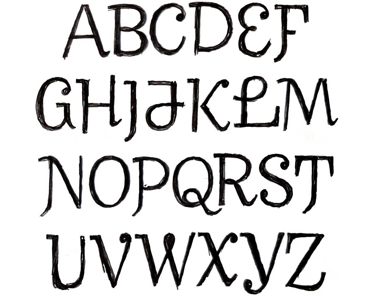 Alphabet of manual drawn capital letters
